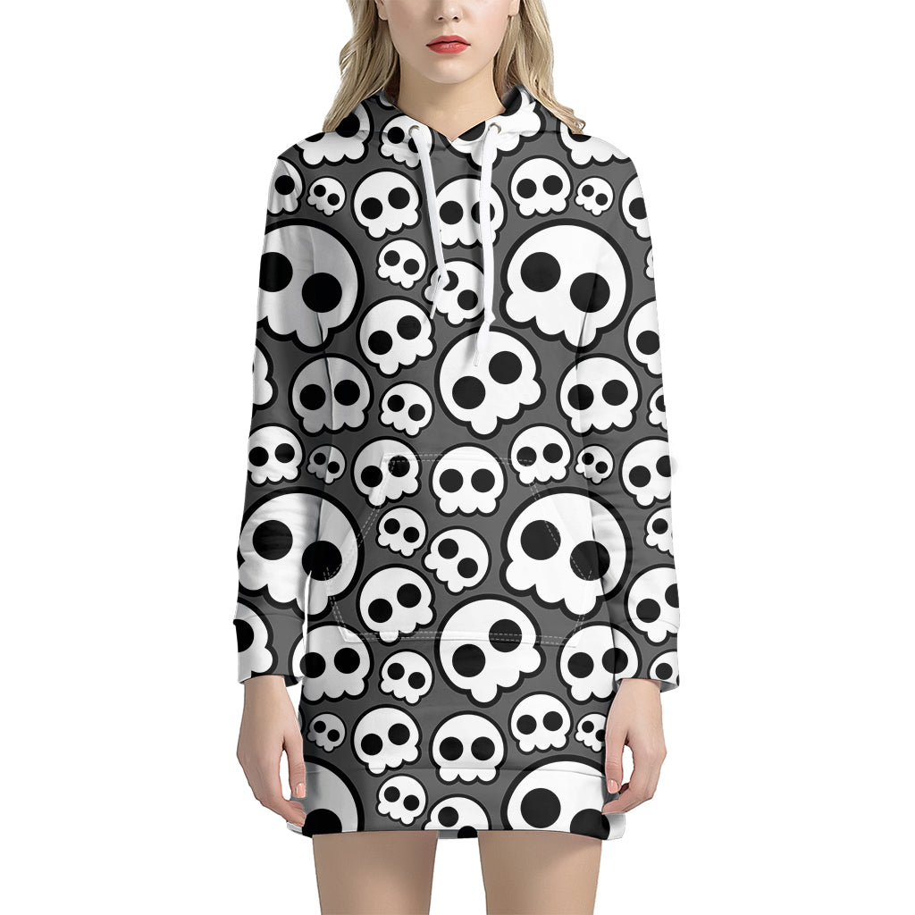 Emo Skull Pattern Print Hoodie Dress