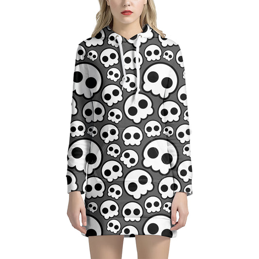 Emo Skull Pattern Print Hoodie Dress