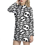 Emo Skull Pattern Print Hoodie Dress