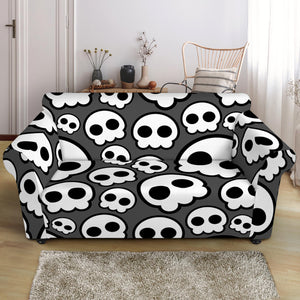 Emo Skull Pattern Print Loveseat Slipcover