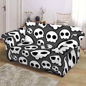 Emo Skull Pattern Print Loveseat Slipcover