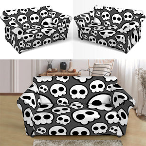 Emo Skull Pattern Print Loveseat Slipcover