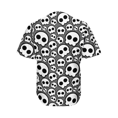Emo Skull Pattern Print Men's Baseball Jersey