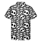 Emo Skull Pattern Print Men's Short Sleeve Shirt