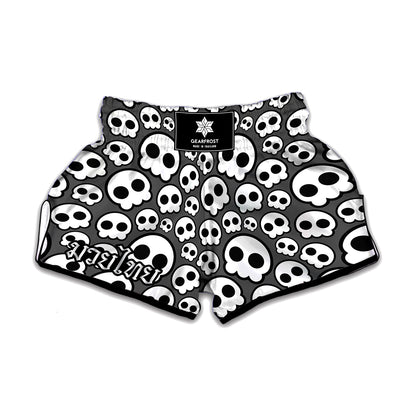 Emo Skull Pattern Print Muay Thai Boxing Shorts