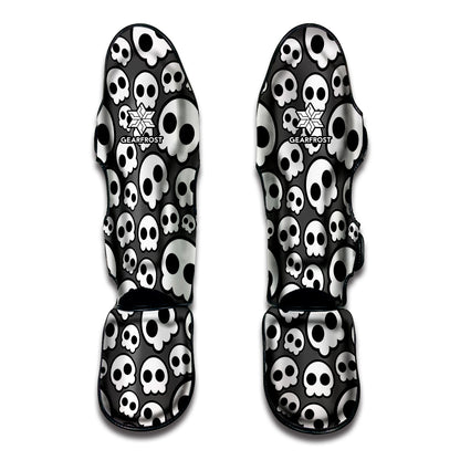 Emo Skull Pattern Print Muay Thai Shin Guard