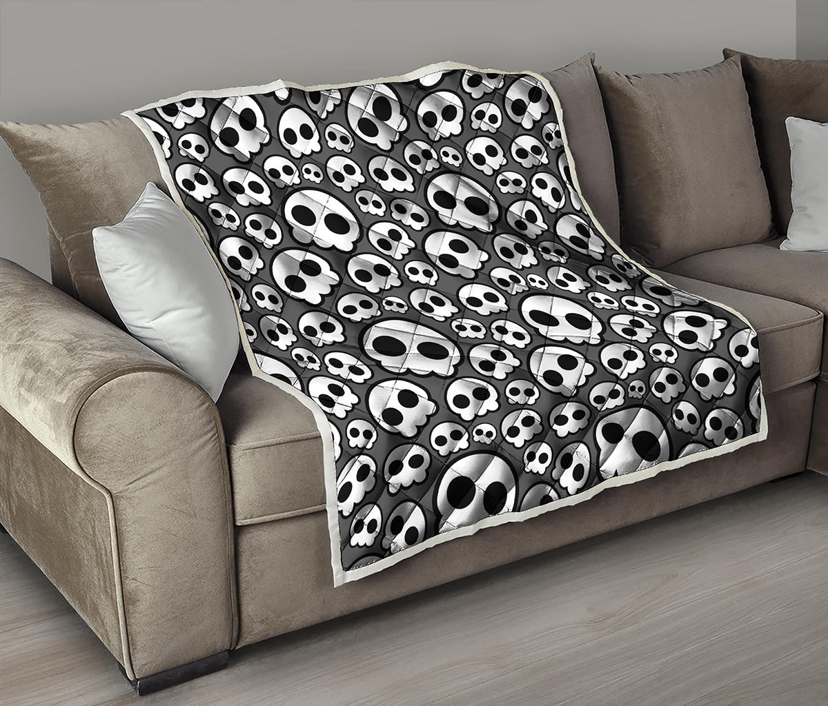 Emo Skull Pattern Print Quilt