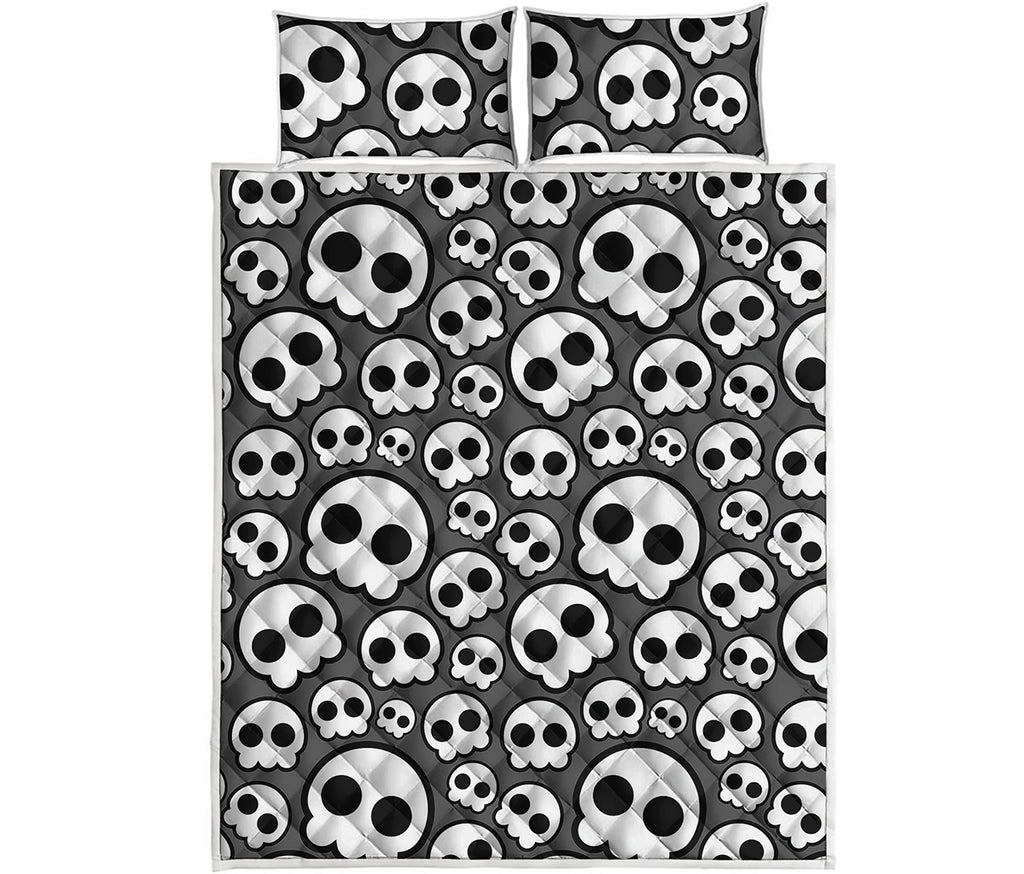 Emo Skull Pattern Print Quilt Bed Set