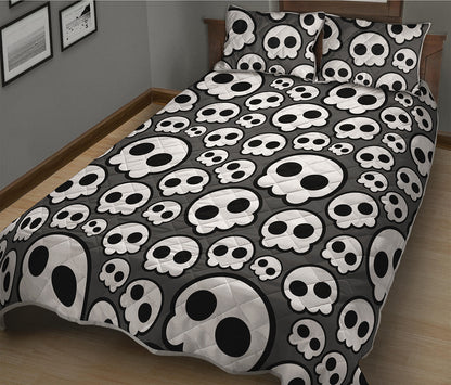 Emo Skull Pattern Print Quilt Bed Set
