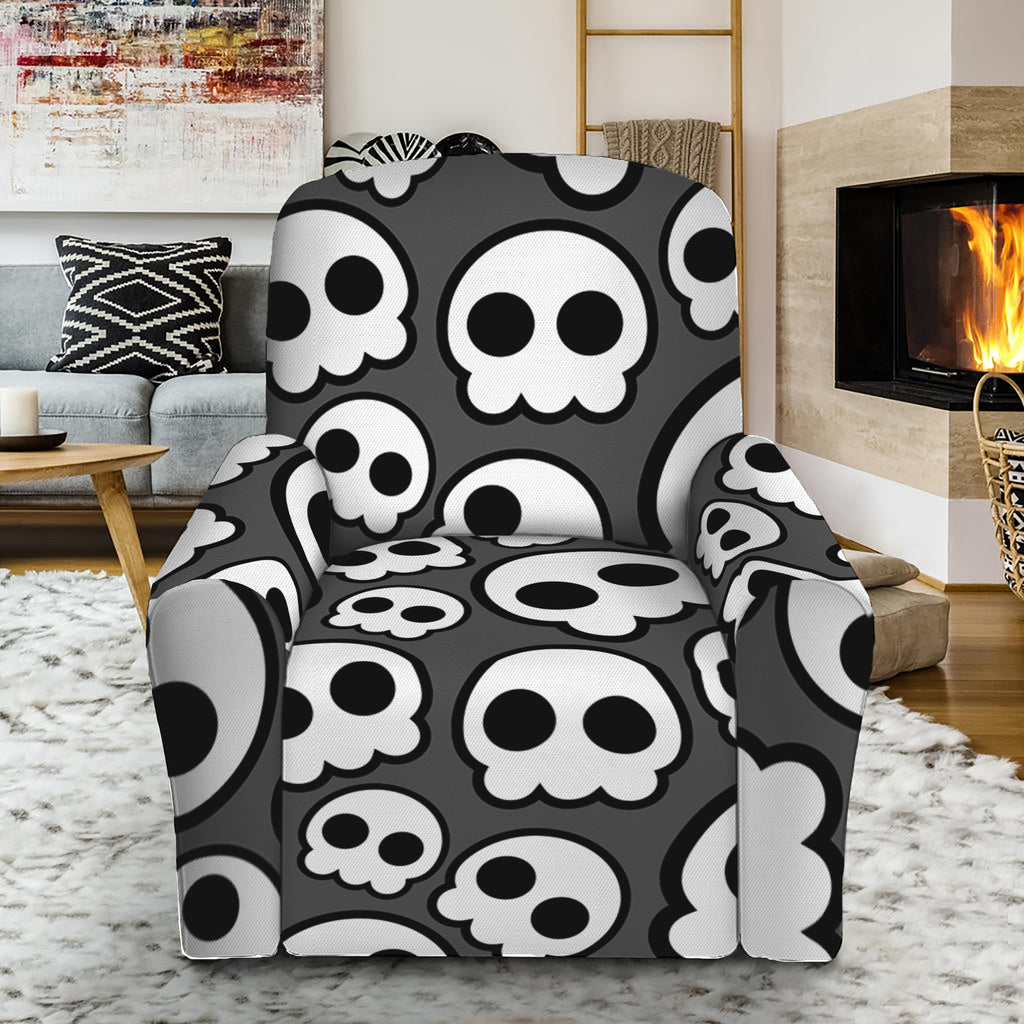 Emo Skull Pattern Print Recliner Slipcover