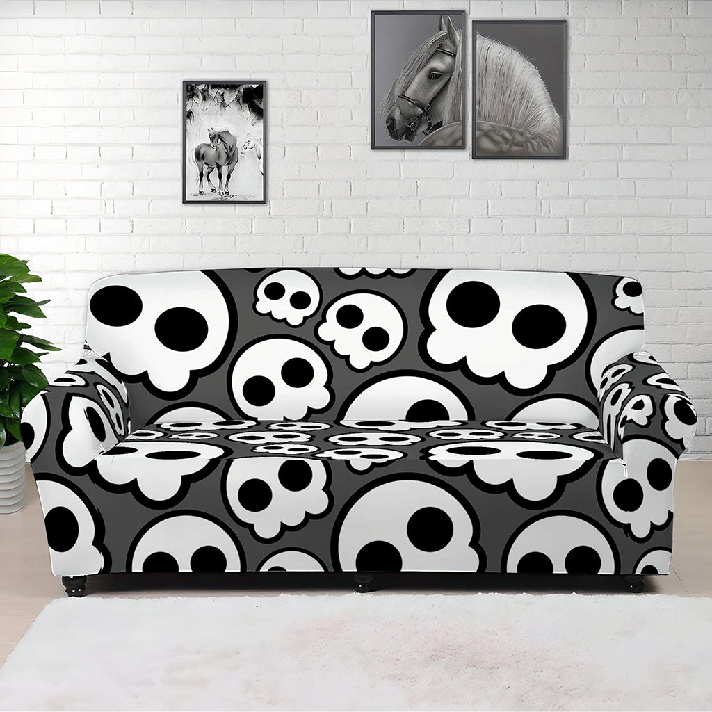 Emo Skull Pattern Print Sofa Cover