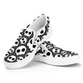 Emo Skull Pattern Print White Slip On Sneakers
