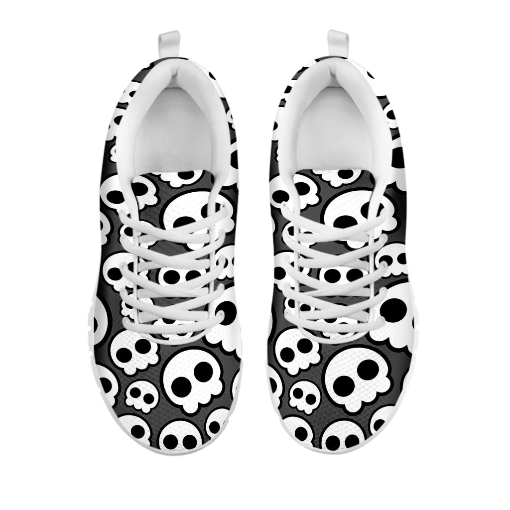 Emo Skull Pattern Print White Sneakers