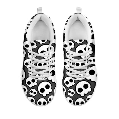 Emo Skull Pattern Print White Sneakers