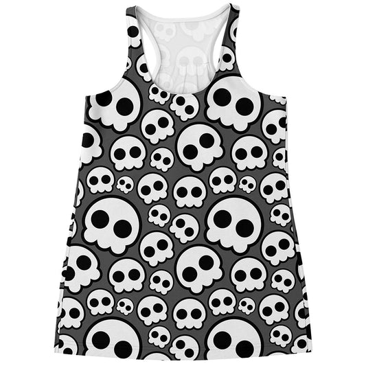 Emo Skull Pattern Print Women's Racerback Tank Top