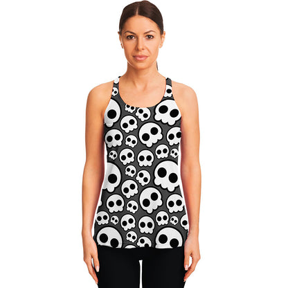 Emo Skull Pattern Print Women's Racerback Tank Top