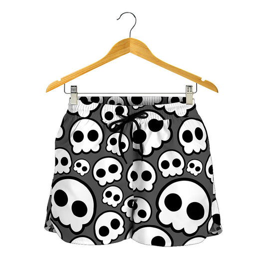 Emo Skull Pattern Print Women's Shorts
