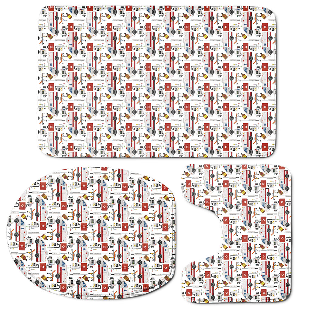 EMS Paramedic Pattern Print 3 Piece Bath Mat Set