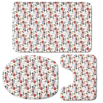 EMS Paramedic Pattern Print 3 Piece Bath Mat Set