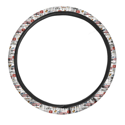 EMS Paramedic Pattern Print Car Steering Wheel Cover
