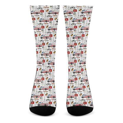 EMS Paramedic Pattern Print Crew Socks