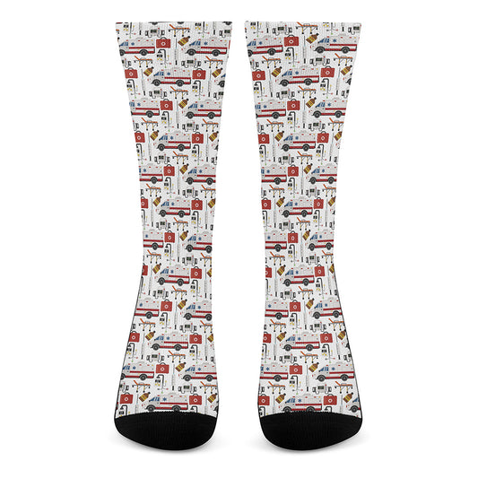 EMS Paramedic Pattern Print Crew Socks