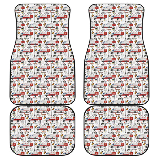 EMS Paramedic Pattern Print Front and Back Car Floor Mats