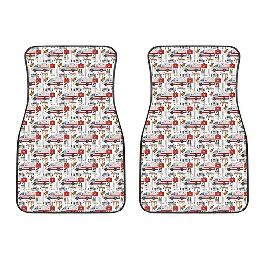 EMS Paramedic Pattern Print Front Car Floor Mats