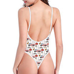 EMS Paramedic Pattern Print One Piece High Cut Swimsuit