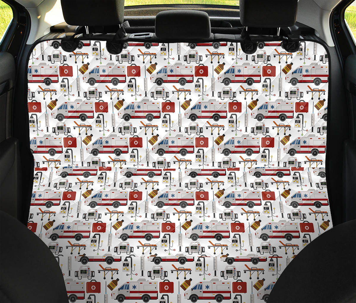 EMS Paramedic Pattern Print Pet Car Back Seat Cover