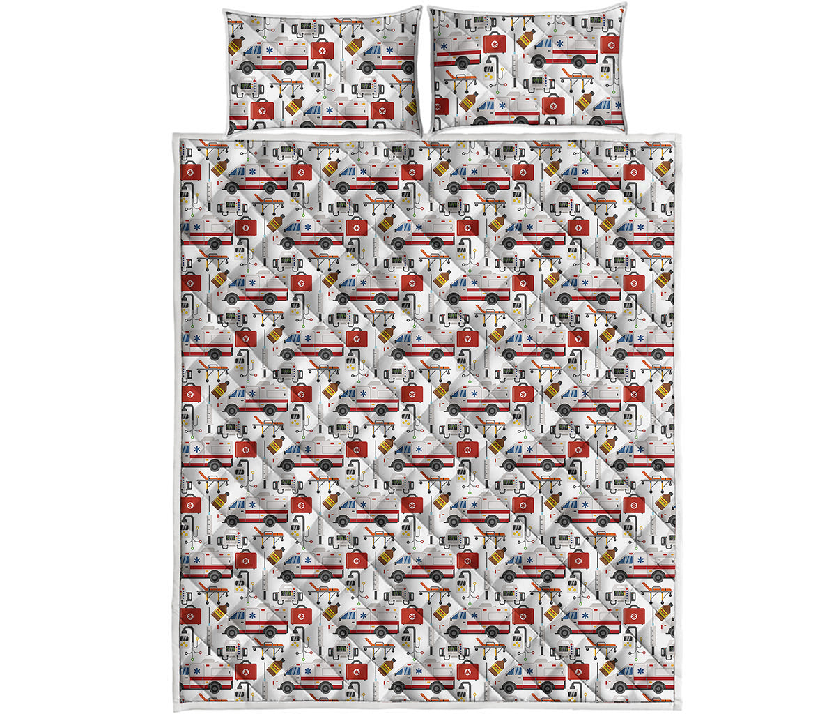 EMS Paramedic Pattern Print Quilt Bed Set