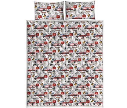 EMS Paramedic Pattern Print Quilt Bed Set