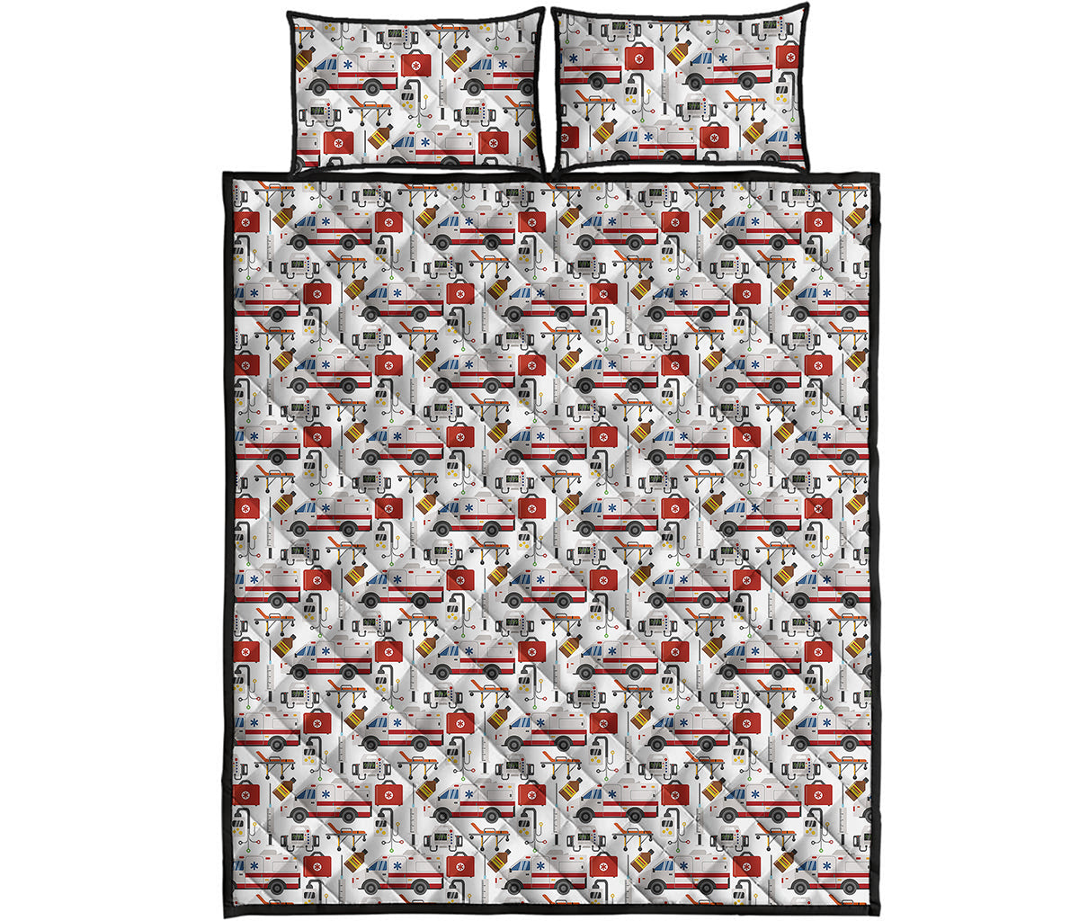 EMS Paramedic Pattern Print Quilt Bed Set