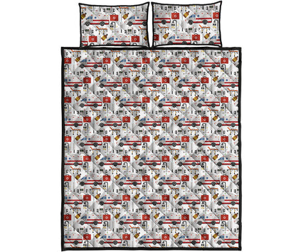EMS Paramedic Pattern Print Quilt Bed Set