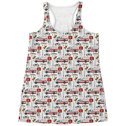 EMS Paramedic Pattern Print Women's Racerback Tank Top