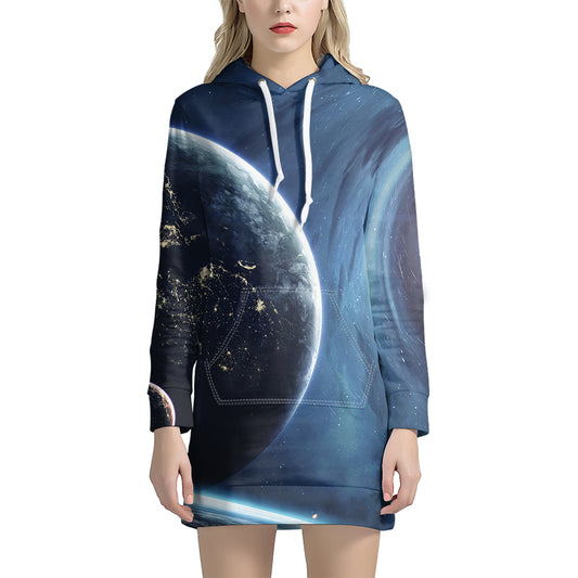 Endless Space Print Hoodie Dress