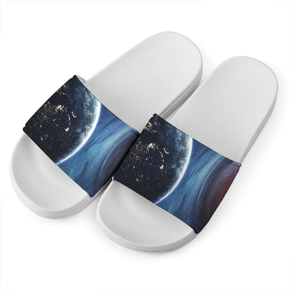 Endless Space Print White Slide Sandals