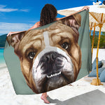 English Bulldog Portrait Print Beach Sarong Wrap