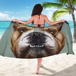 English Bulldog Portrait Print Beach Sarong Wrap