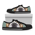 English Bulldog Portrait Print Black Low Top Sneakers