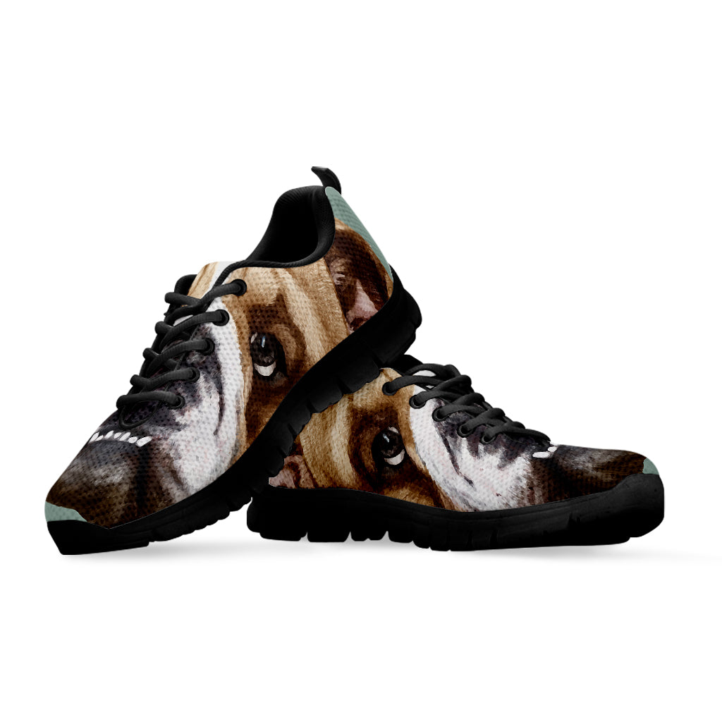 English Bulldog Portrait Print Black Sneakers