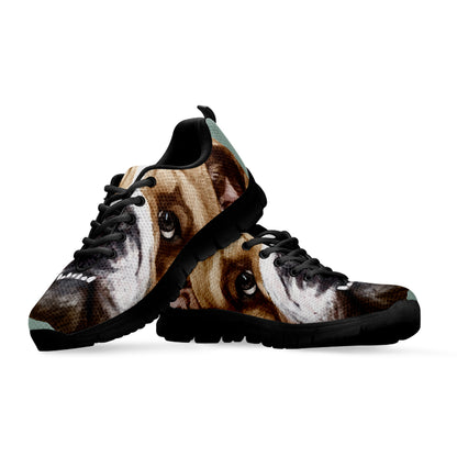 English Bulldog Portrait Print Black Sneakers