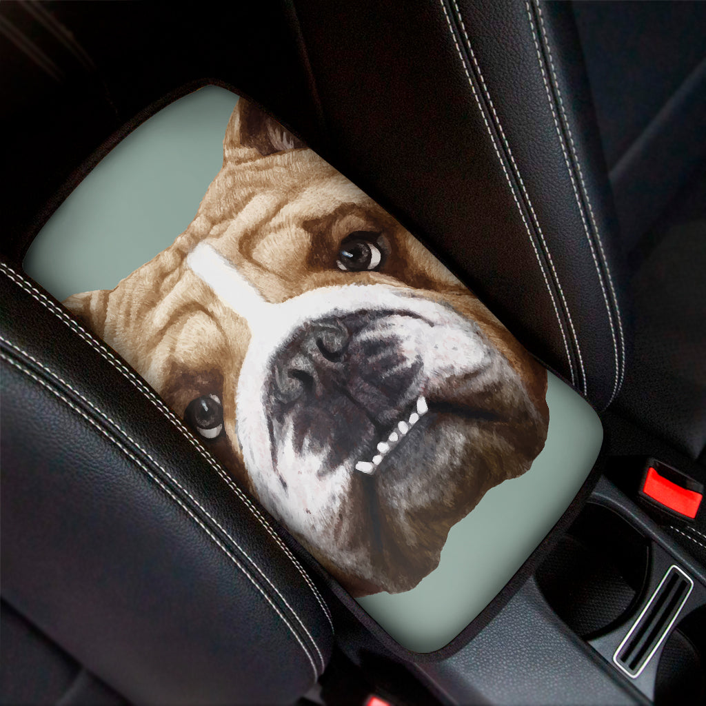 English Bulldog Portrait Print Car Center Console Cover