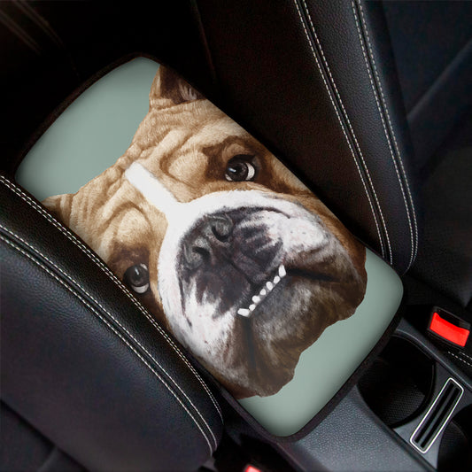 English Bulldog Portrait Print Car Center Console Cover