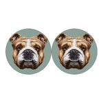 English Bulldog Portrait Print Car Coasters