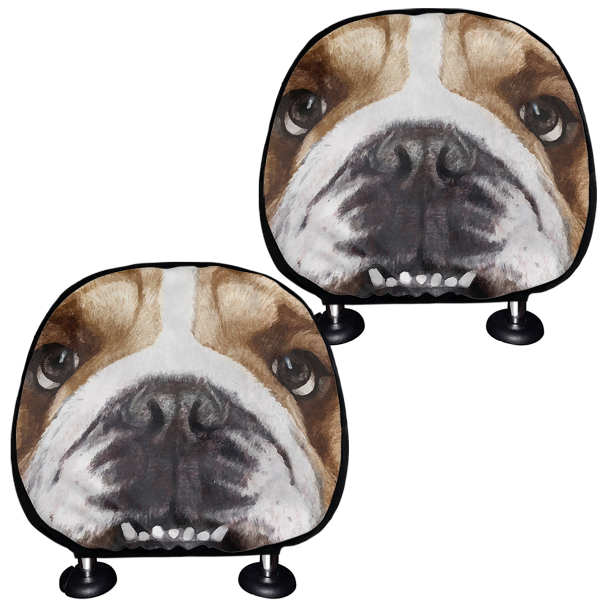 English Bulldog Portrait Print Car Headrest Covers