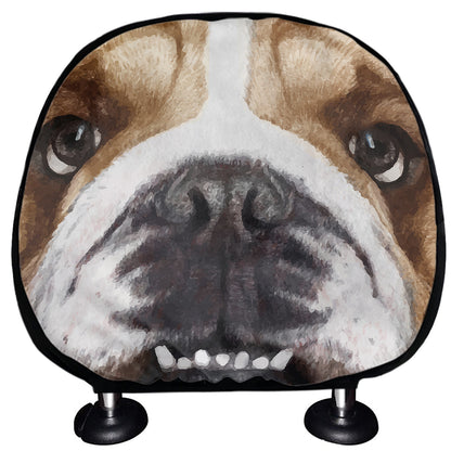 English Bulldog Portrait Print Car Headrest Covers
