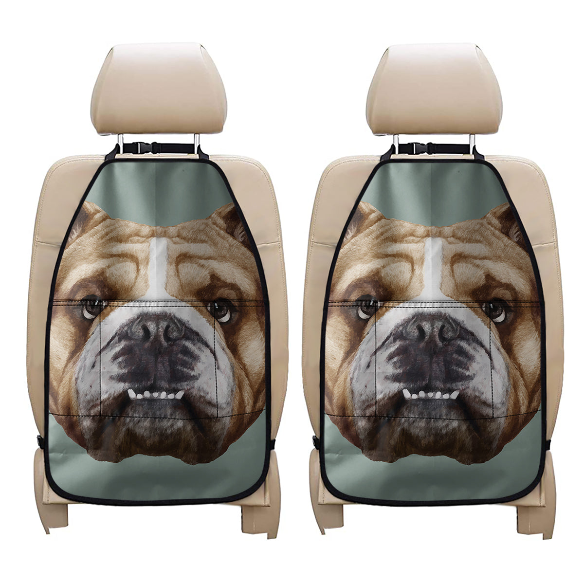 English Bulldog Portrait Print Car Seat Organizers