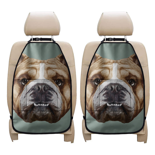 English Bulldog Portrait Print Car Seat Organizers