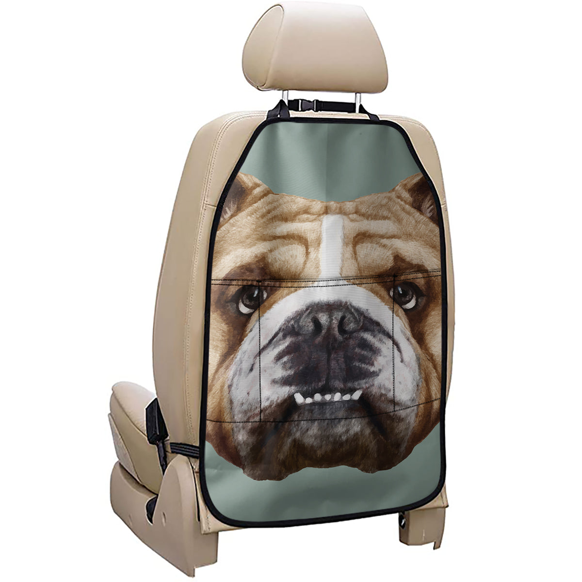 English Bulldog Portrait Print Car Seat Organizers